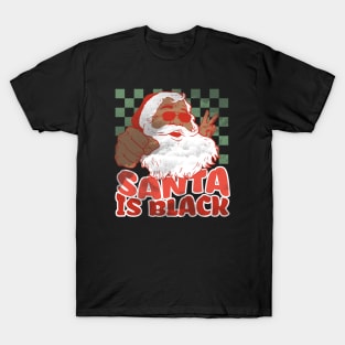 Santa is Black Funny Hipster Retro Santa T-Shirt